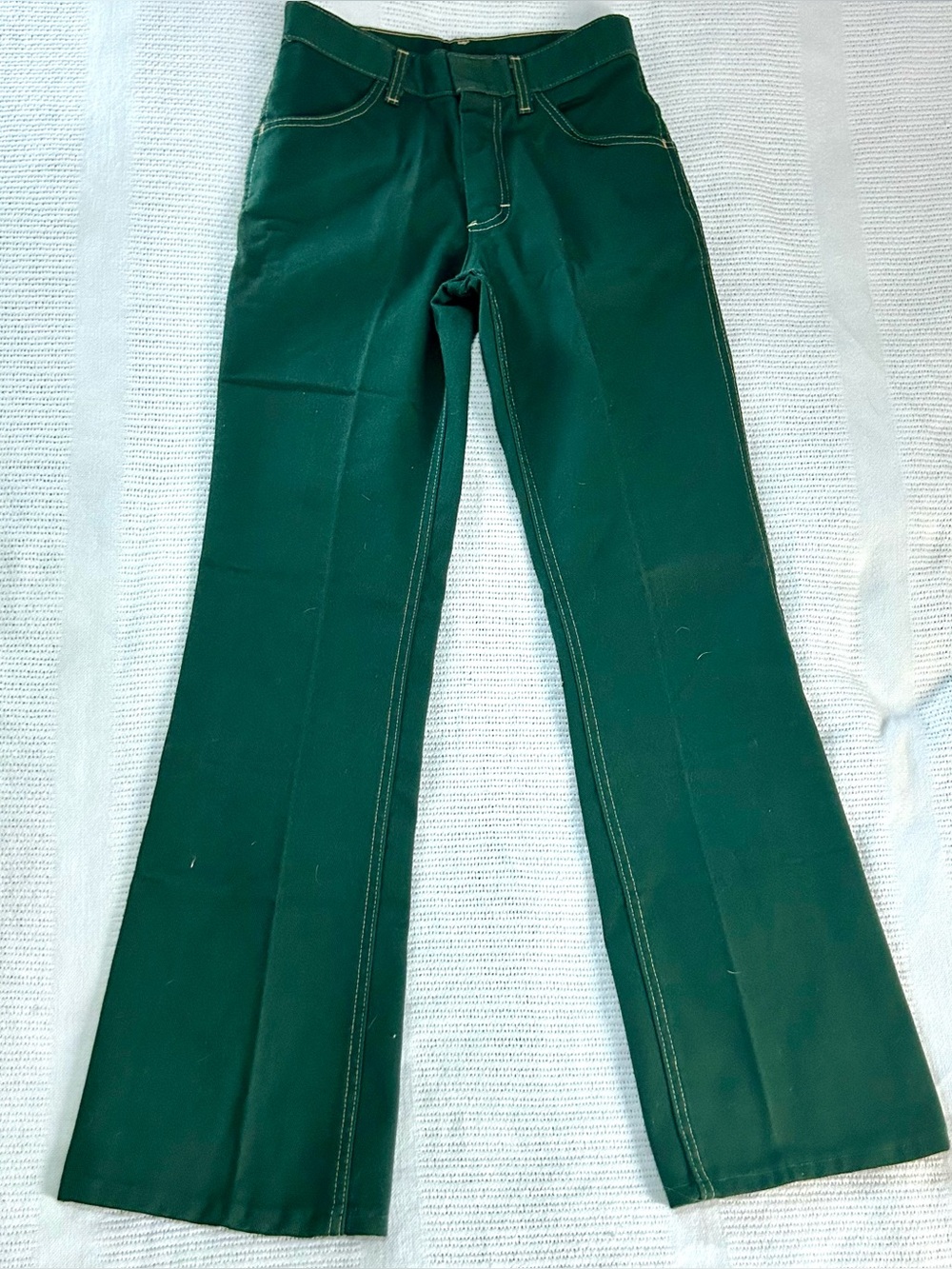 70’s Tuf N Ruf Green Flared Leg Jeans 26X31 Work Wear